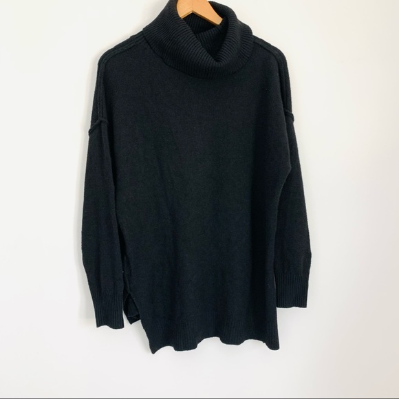 Bar III Turtle Neck Black Sweater High Low - Picture 3 of 5